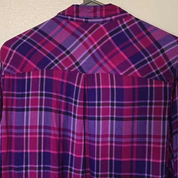 Terra & Sky | Purple Plaid Button Down Long Sleeve Shirt Size 0X - Picture 4 of 7